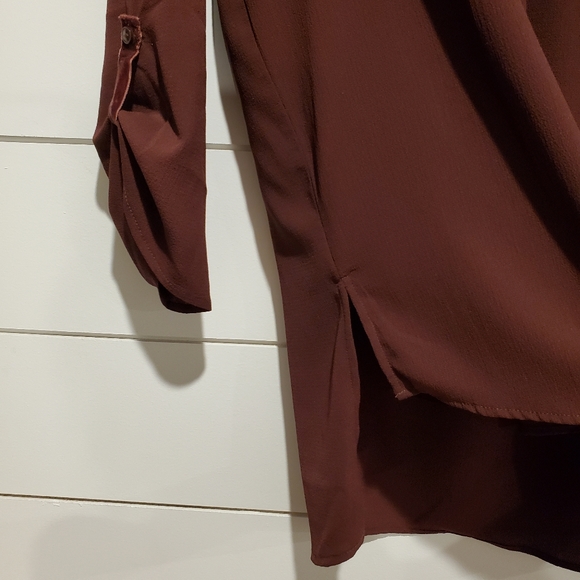 Vero moda lg long flowy tunic 3/4 sleeve oversized blouse burgundy - Picture 7 of 15